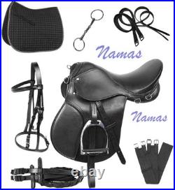 All Purpose Jumping English Horse Leather Saddle With Full Set Bridle Saddle Pad