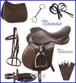 All Purpose Jumping English Horse Leather Saddle With Set Bridle Saddle Pad