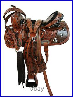 Alligator Western Saddle Barrel Racing Horse Tooled Leather Trail Tack 15 16 17