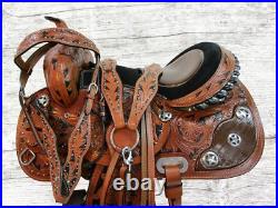Alligator Western Saddle Barrel Racing Horse Tooled Leather Trail Tack 15 16 17