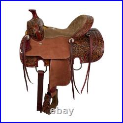 Alpine Crest Youth Roper Style Saddle Floral Tooling Full QH Bars 13 NEW