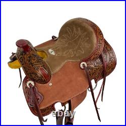Alpine Crest Youth Roper Style Saddle Floral Tooling Full QH Bars 13 NEW