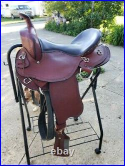 Amish Craftmanship Ed Steele Flex Tree Trail Western Saddle Seat Size 16