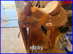 Ammerman Brown Leather Traditional Western Barrel Racing Saddle
