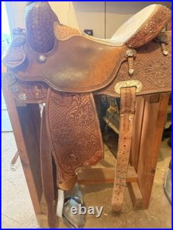 Ammerman Brown Leather Traditional Western Barrel Racing Saddle