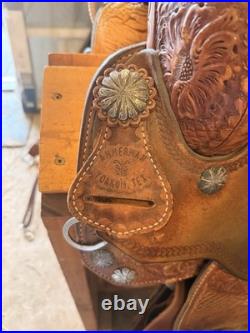 Ammerman Brown Leather Traditional Western Barrel Racing Saddle