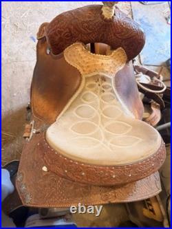 Ammerman Brown Leather Traditional Western Barrel Racing Saddle