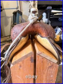 Ammerman Brown Leather Traditional Western Barrel Racing Saddle