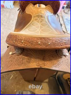 Ammerman Brown Leather Traditional Western Barrel Racing Saddle
