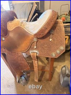 Ammerman Brown Leather Traditional Western Barrel Racing Saddle