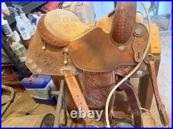 Ammerman Brown Leather Traditional Western Barrel Racing Saddle