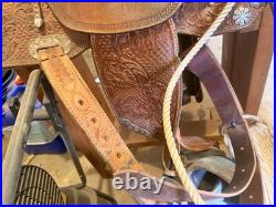 Ammerman Brown Leather Traditional Western Barrel Racing Saddle