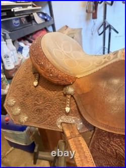 Ammerman Brown Leather Traditional Western Barrel Racing Saddle