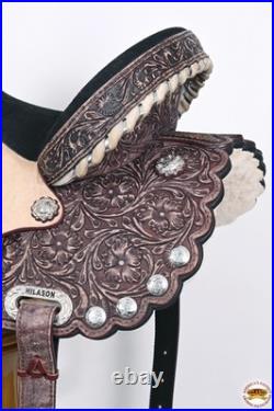 Antique Dark Brown 15 HILASON Western Horse Saddle American Leather Treeless