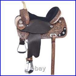 Antique Dark Brown 16 HILASON Western Horse Treeless Trail Barrel American