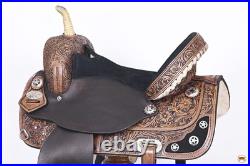 Antique Dark Brown 16 HILASON Western Horse Treeless Trail Barrel American