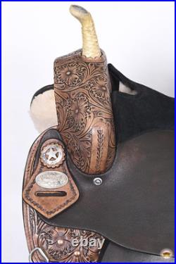 Antique Dark Brown 16 HILASON Western Horse Treeless Trail Barrel American