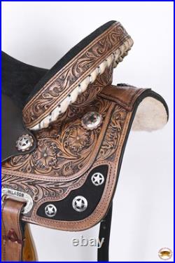 Antique Dark Brown 16 HILASON Western Horse Treeless Trail Barrel American