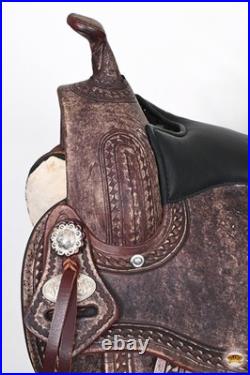 Antique Dark Brown 17 In HILASON Western Horse Saddle American Leather Treeless Antique Dark Brown 17 In HILASON Western Horse Saddle American Leather Treeless