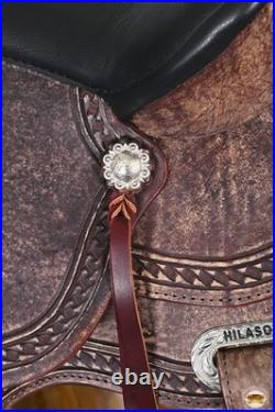 Antique Dark Brown 17 In HILASON Western Horse Saddle American Leather Treeless