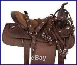 Arabian 14 15 16 17 18 Synthetic Brown Western Pleasure Trail Horse Saddle Tack