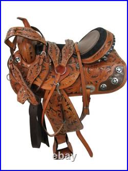 Arabian Horse Western Saddle 15 16 17 Pleasure Trail Tooled Leather Tack Set