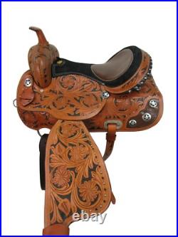 Arabian Horse Western Saddle 15 16 17 Pleasure Trail Tooled Leather Tack Set