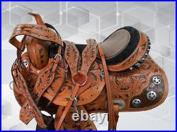 Arabian Horse Western Saddle 15 16 17 Pleasure Trail Tooled Leather Tack Set