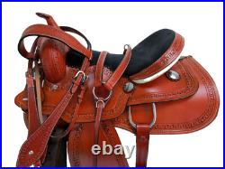 Arabian Horse Western Saddle 15 16 Pleasure Trail Tooled Leather Brown Tack Set