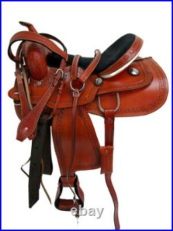 Arabian Horse Western Saddle 15 16 Pleasure Trail Tooled Leather Brown Tack Set
