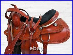 Arabian Horse Western Saddle 15 16 Pleasure Trail Tooled Leather Brown Tack Set