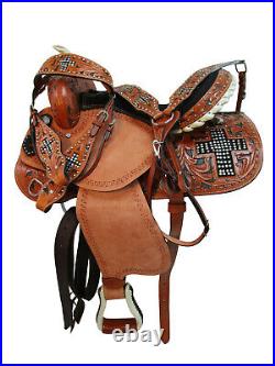 Arabian Horse Western Saddle 17 16 15 Pleasure Trail Tooled Leather Tack Set