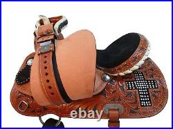 Arabian Horse Western Saddle 17 16 15 Pleasure Trail Tooled Leather Tack Set