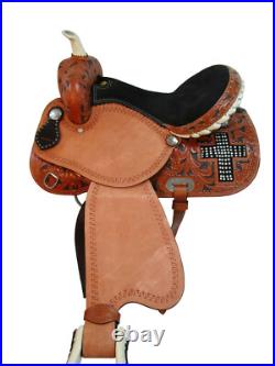 Arabian Horse Western Saddle 17 16 15 Pleasure Trail Tooled Leather Tack Set