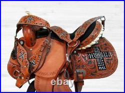 Arabian Horse Western Saddle 17 16 15 Pleasure Trail Tooled Leather Tack Set
