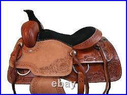 Arabian Horse Western Saddle 18 17 16 15 Floral Tooled Leather Pleasure Tack Set