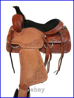 Arabian Horse Western Saddle 18 17 16 15 Floral Tooled Leather Pleasure Tack Set