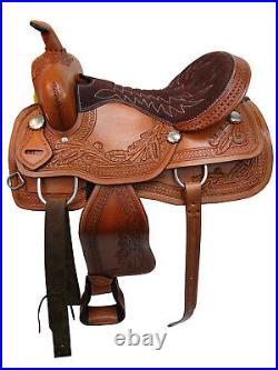 Arabian Horse Western Saddle 18 17 16 15 Pleasure Trail Tooled Leather Tack Set