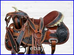 Arabian Horse Western Saddle Brown Leather Trail Pleasure Tack Set 15 16 17 18