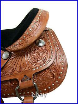 Arabian Horse Western Saddle Trail Pleasure Tooled Leather Tack Set 15 16 17 18