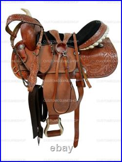 Arabian Western Horse Saddle Pleasure Trail Tooled Leather Tack Set 15 16 17 18