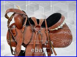 Arabian Western Horse Saddle Pleasure Trail Tooled Leather Tack Set 15 16 17 18