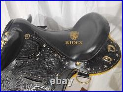 Australian Stock Leather Horse Tack Saddle With Tooling Carving All Size F/Ship