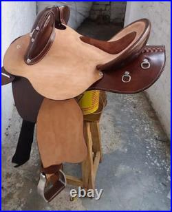 Australian half breed saddle leather saddle brown color Size 16