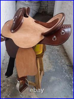 Australian half breed saddle leather saddle brown color Size 16