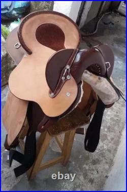 Australian half breed saddle leather saddle brown color Size 16