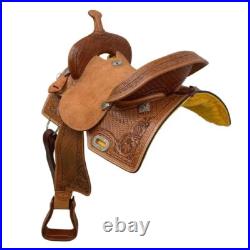 BARREL SADDLE Daisy Drifter 16 Seat TEAL Accents Bamboo & Floral Tooled Leather