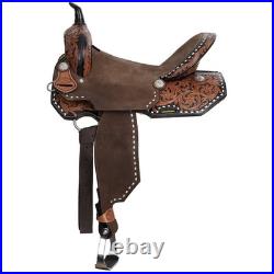 BARREL SADDLE Heritage Rose SPINAL RELIEF Dark/Medium Leaf/Floral Leather FQHB