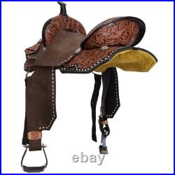 BARREL SADDLE Heritage Rose SPINAL RELIEF Dark/Medium Leaf/Floral Leather FQHB