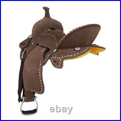 BARREL SADDLE Patsy SPINAL RELIEF Ash Brown Rough Out Leather Aluminum Stirrups